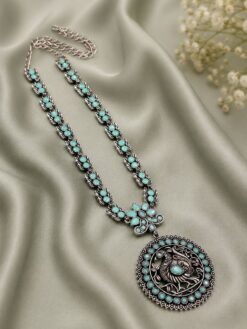 Ethnic Silver Peacock Necklace elegant traditional silver jewelry design
