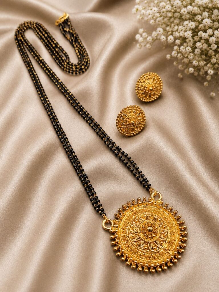 Floral Gold Mangal Sutra Elegant Jewelry for Weddings & Special Occasions