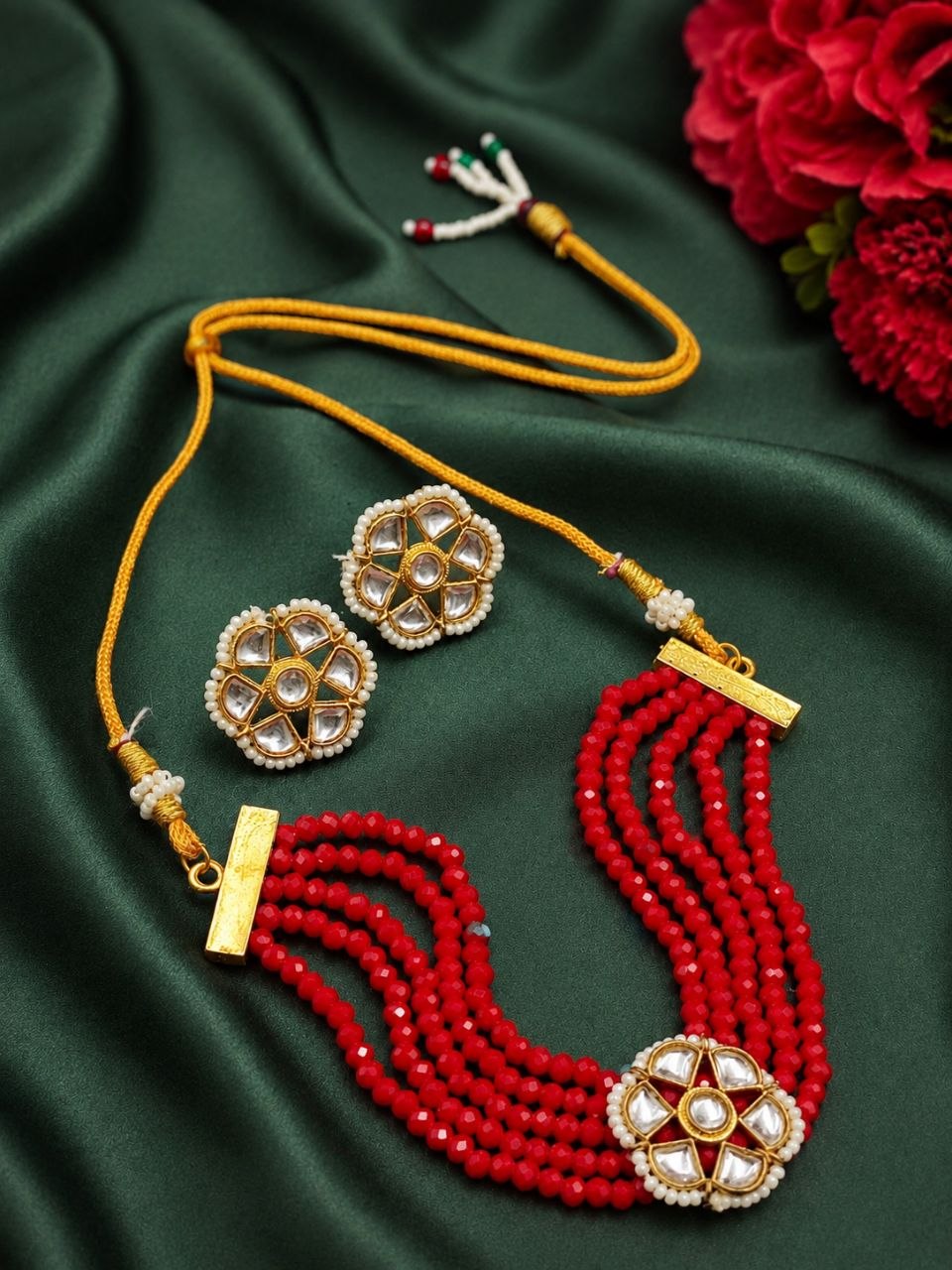 Golden Choker Necklace Set Elegant Jewelry for Parties & Festive Wear 1 Golden Choker Necklace Set elegant bridal jewelry design