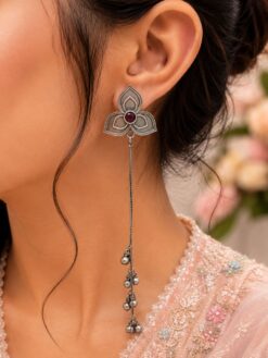 Silver Floral Kashmiri Earring elegant traditional jewelry design