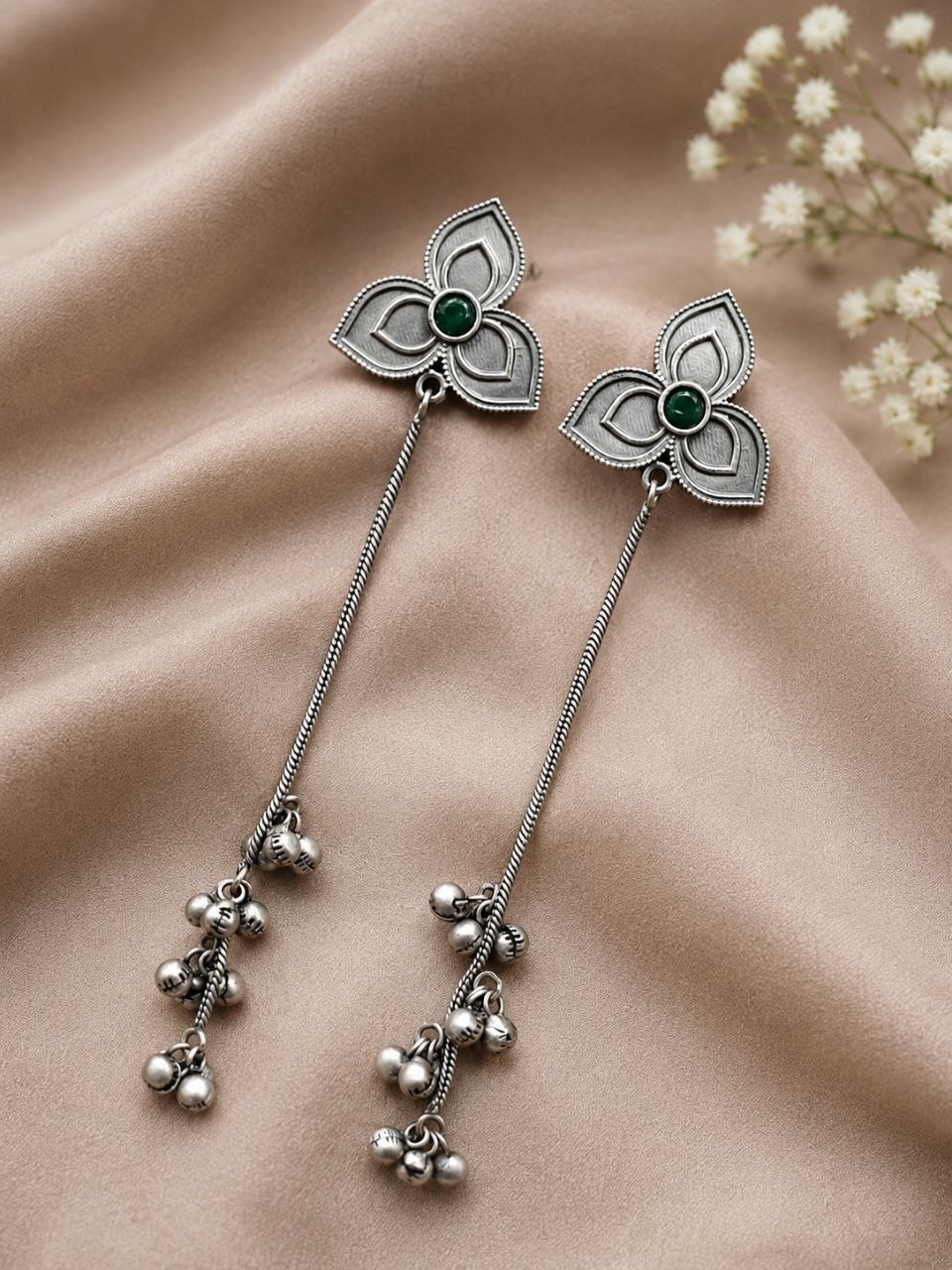 Silver Floral Kashmiri Earring Traditional Jewelry for Weddings, Festivals & Ethnic Wear 8 Silver Floral Kashmiri Earring elegant traditional jewelry design