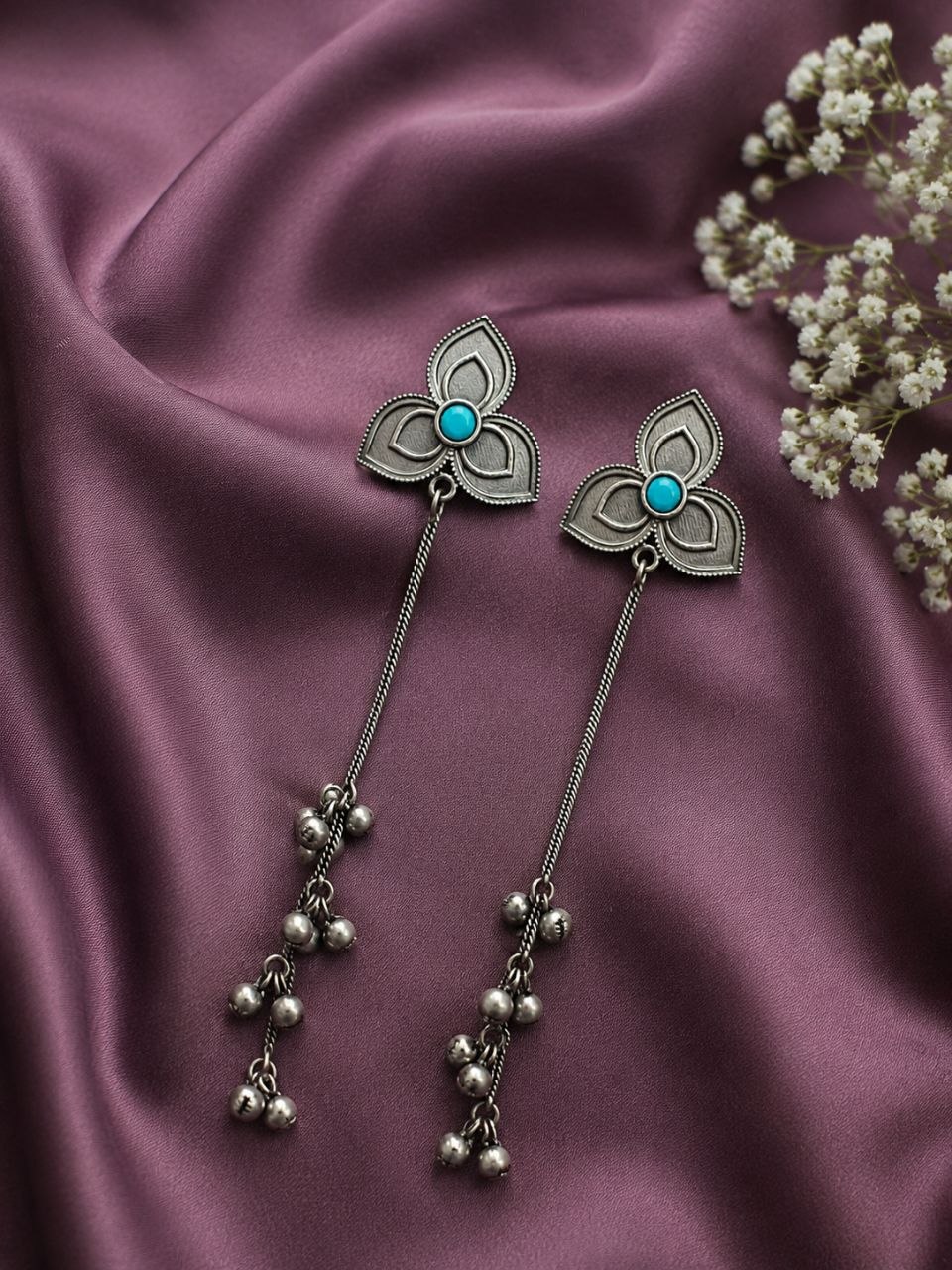 Silver Floral Kashmiri Earring Traditional Jewelry for Weddings, Festivals & Ethnic Wear 6 Silver Floral Kashmiri Earring elegant traditional jewelry design