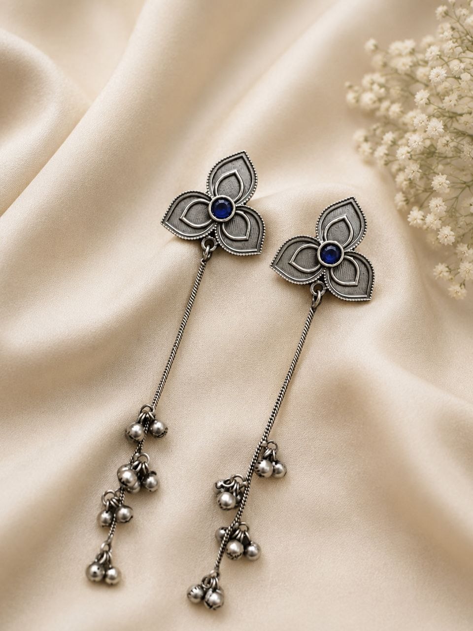 Silver Floral Kashmiri Earring Traditional Jewelry for Weddings, Festivals & Ethnic Wear 5 Silver Floral Kashmiri Earring elegant traditional jewelry design
