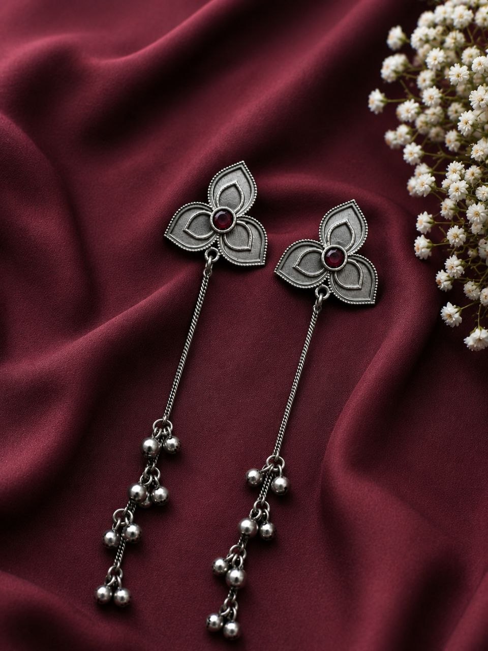 Silver Floral Kashmiri Earring Traditional Jewelry for Weddings, Festivals & Ethnic Wear 3 Silver Floral Kashmiri Earring elegant traditional jewelry design