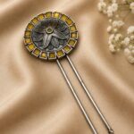 Bulk 26 Floral Silver Hair Accessories Traditional Hair Jewelry for Weddings, Festivals & Party Look - "Yellow"