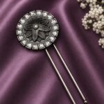 Bulk 24 Floral Silver Hair Accessories Traditional Hair Jewelry for Weddings, Festivals & Party Look - "White"
