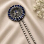 Bulk 20 Floral Silver Hair Accessories Traditional Hair Jewelry for Weddings, Festivals & Party Look - Blue