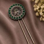 Bulk 34 Floral Silver Hair Accessories Traditional Hair Jewelry for Weddings, Festivals & Party Look - "Green"