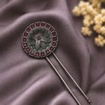 Bulk 30 Floral Silver Hair Accessories Traditional Hair Jewelry for Weddings, Festivals & Party Look - "Red"
