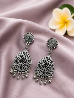 Silver Floral Earring elegant floral jewelry design