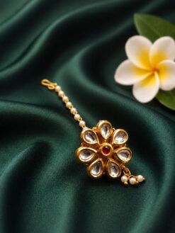 Flower Gold Maang Tikka elegant floral bridal jewelry