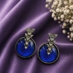 Bulk 6 Unique Leaf Stud Earring Elegant Jewelry for Everyday, Office & Party Wear - Blue