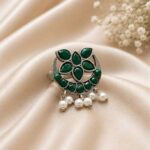 Bulk 56 Silver Floral Ring Vintage Jewelry for Party & Festive Wear - "Green"