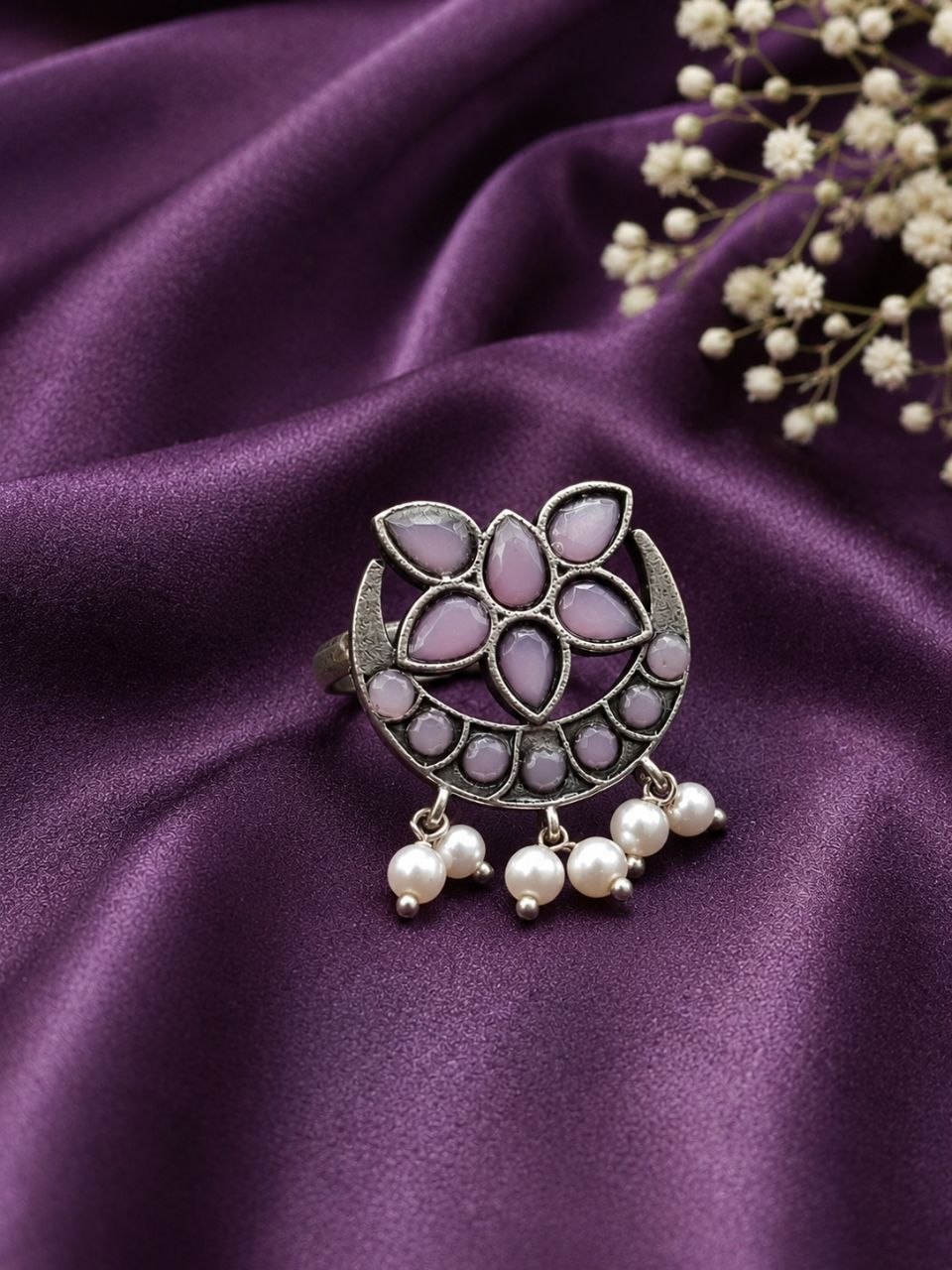 Silver Floral Ring Vintage Jewelry for Party & Festive Wear 9 Silver Floral Ring elegant floral silver jewelry design