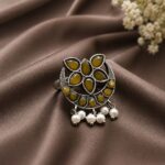 Bulk 62 Silver Floral Ring Vintage Jewelry for Party & Festive Wear - "Yellow"