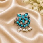 Bulk 60 Silver Floral Ring Vintage Jewelry for Party & Festive Wear - "Aqua"