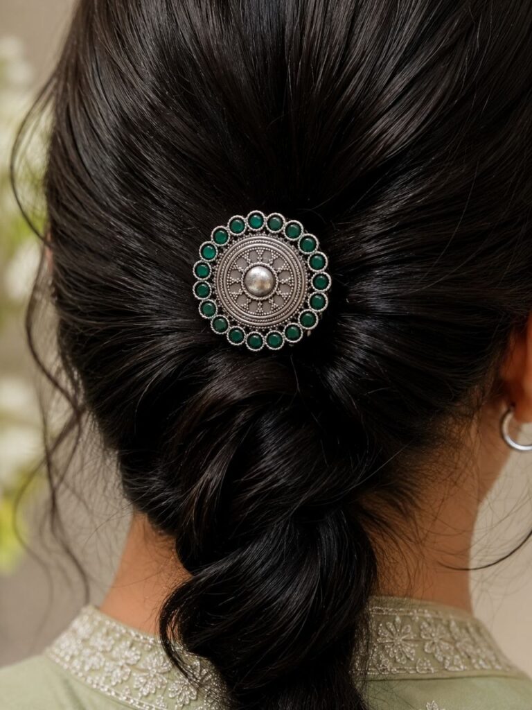 Designer Floral Hair Pin Traditional Hair Accessory for Weddings, Festivals & Party Wear