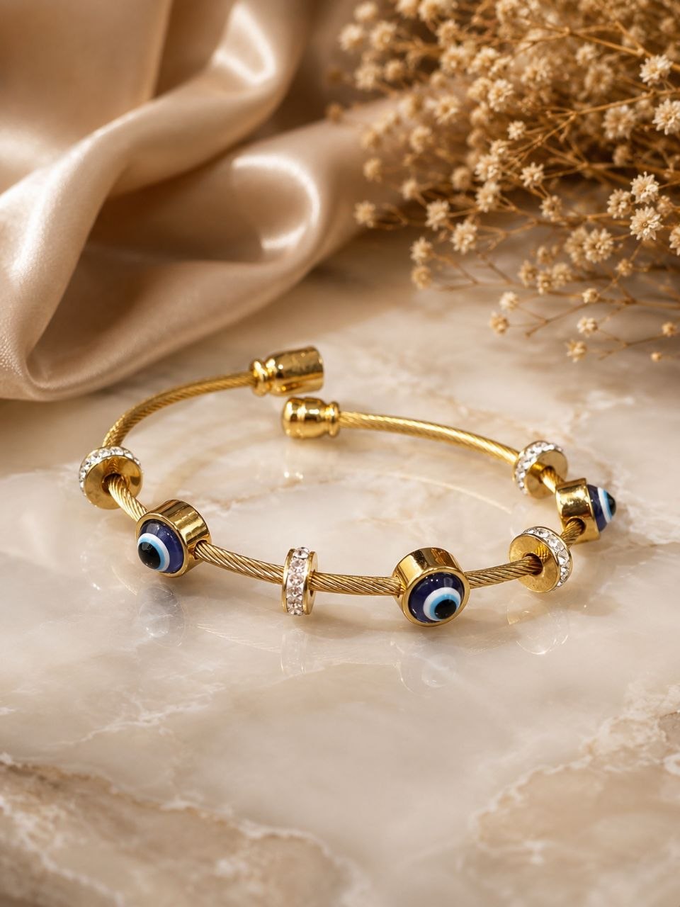 Anti Tarnish Evil Eye Bangle Premium Jewelry for Traditional & Party Wear 3 Anti Tarnish Evil Eye Bangle premium gold plated bracelet