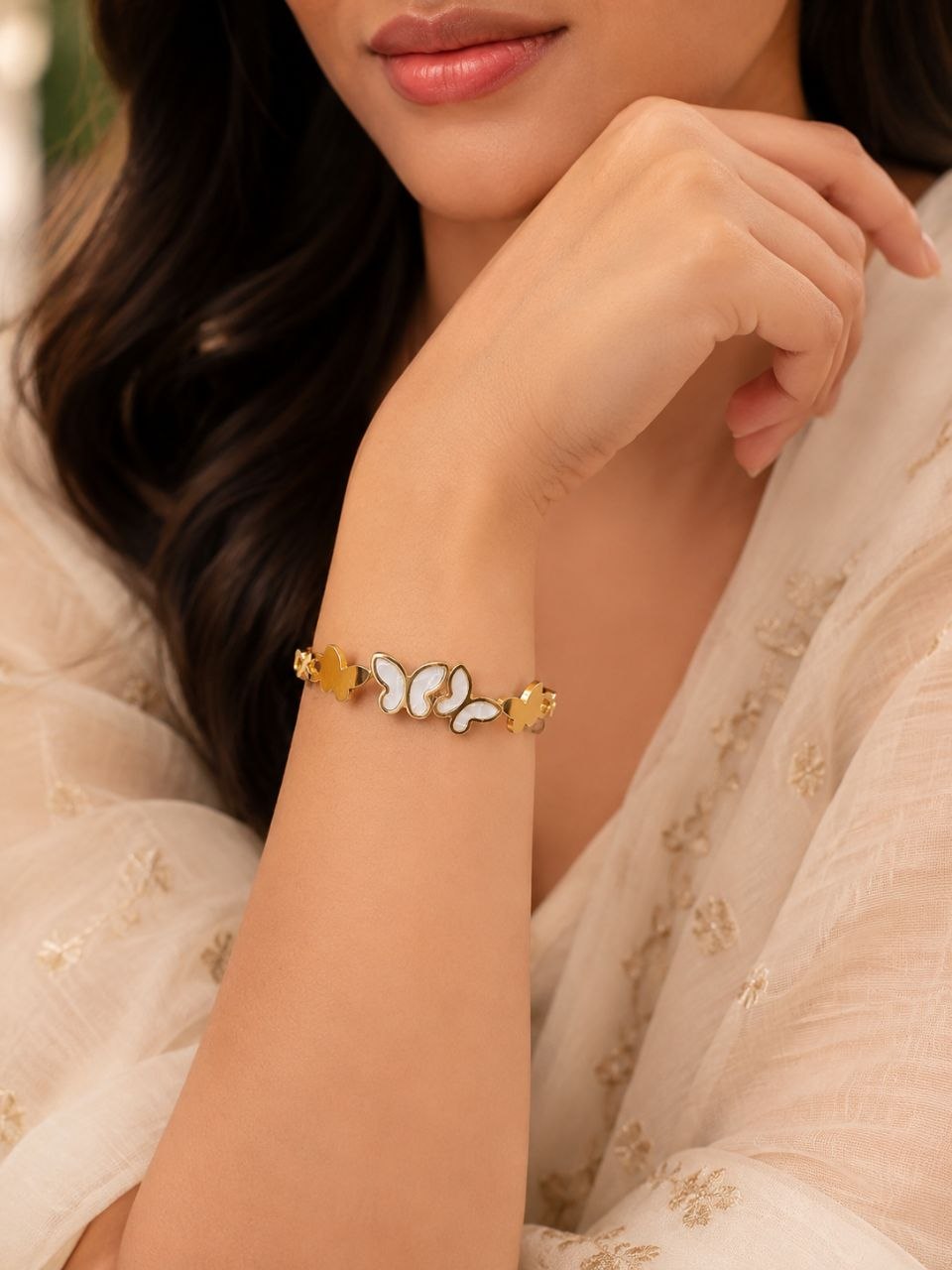 Anti Tarnish Butterfly Bangle Elegant Gold Jewelry for Modern & Traditional Wear 1 Anti Tarnish Butterfly Bangle premium gold plated jewelry