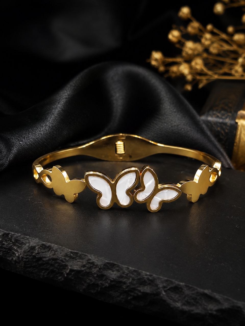 Anti Tarnish Butterfly Bangle Elegant Gold Jewelry for Modern & Traditional Wear 2 Anti Tarnish Butterfly Bangle premium gold plated jewelry