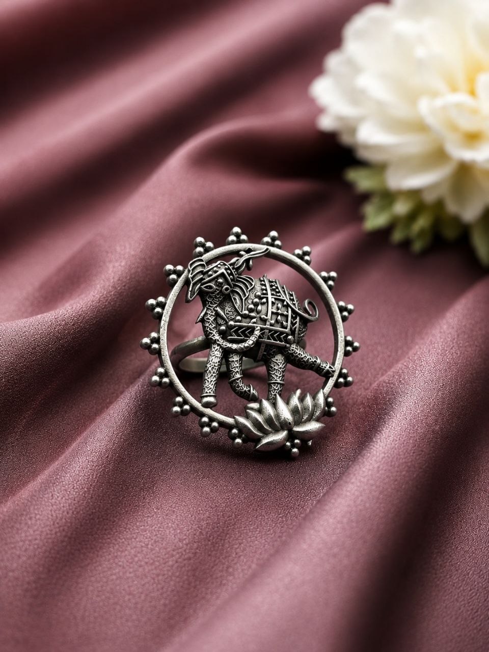 Vintage Elephant Ring Statement Jewelry for Traditional & Festive Wear 3 Vintage Elephant Ring antique handcrafted brass jewelry