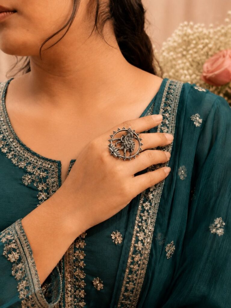 Vintage Elephant Ring Statement Jewelry for Traditional & Festive Wear