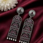Bulk 16 Handmade Silver Earring Artisan Crafted Jewelry for Traditional & Everyday Wear - "Red"