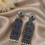 Bulk 24 Handmade Silver Earring Artisan Crafted Jewelry for Traditional & Everyday Wear - Blue