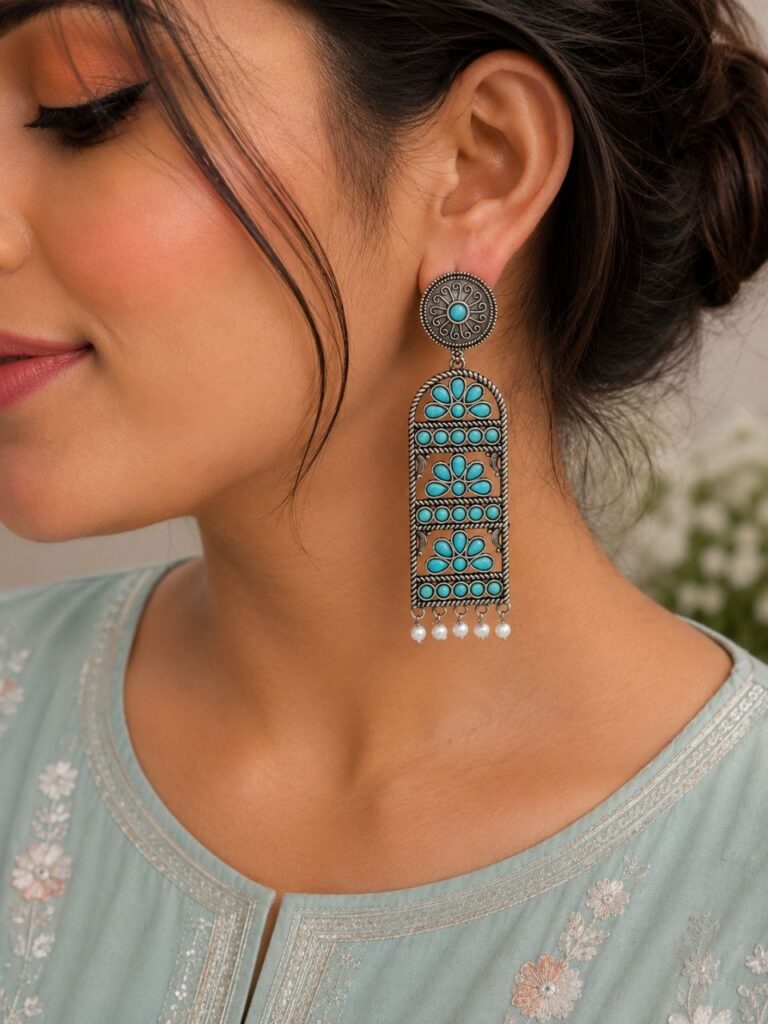 Handmade Silver Earring Artisan Crafted Jewelry for Traditional & Everyday Wear