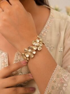 Flower Anti Tarnish Bangle premium gold plated floral jewelry