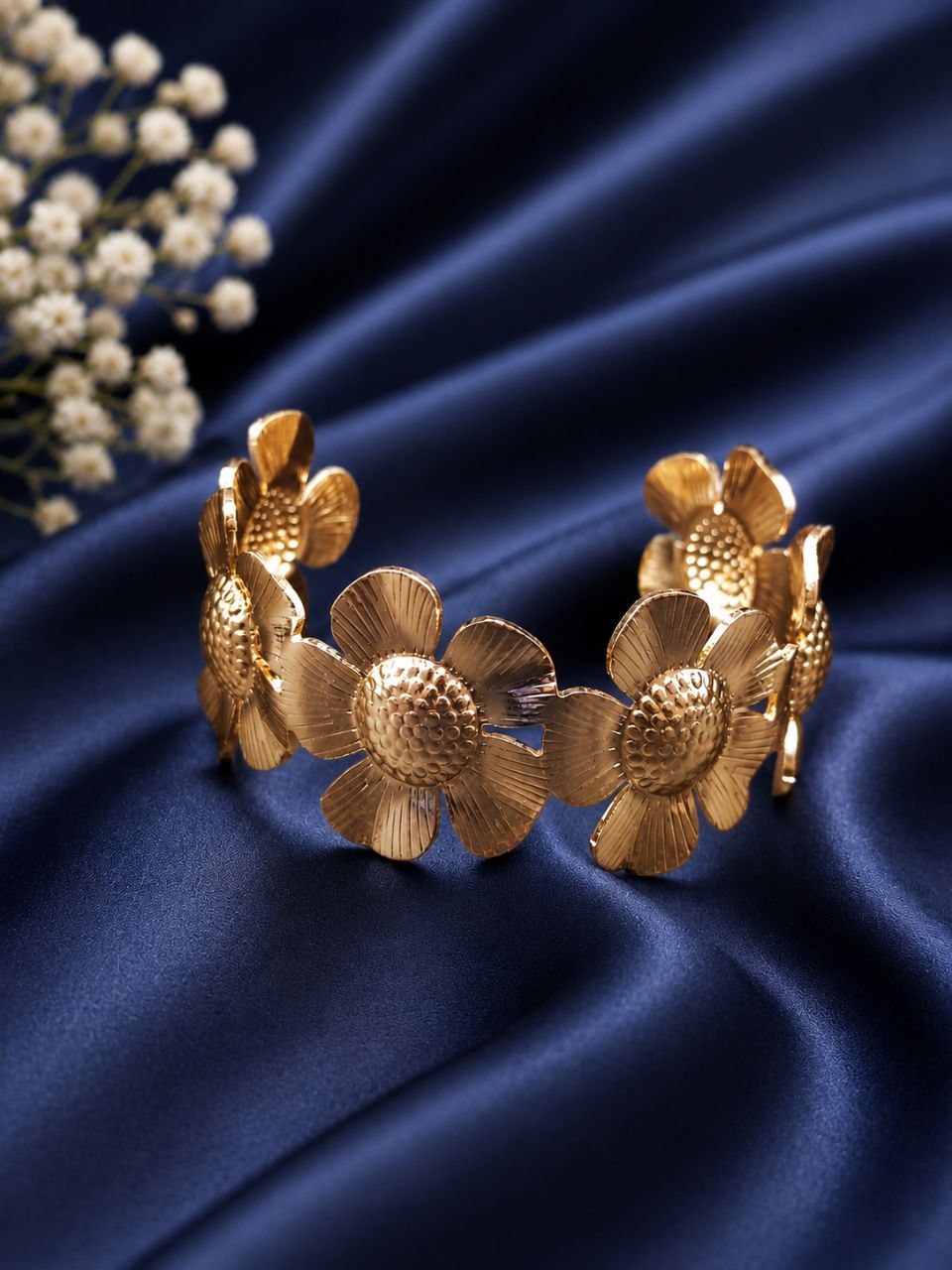 Flower Anti Tarnish Bangle Elegant Gold Jewelry for Festive & Modern Style 2 Flower Anti Tarnish Bangle premium gold plated floral jewelry