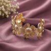 Flower Anti Tarnish Bangle Elegant Gold Jewelry for Festive & Modern Style 5 Flower Anti Tarnish Bangle premium gold plated floral jewelry