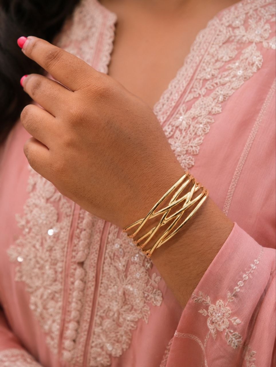 Designer Anti Tarnish Bangle Premium Gold Jewelry for Modern & Party Wear 1 Designer Anti Tarnish Bangle premium gold plated jewelry
