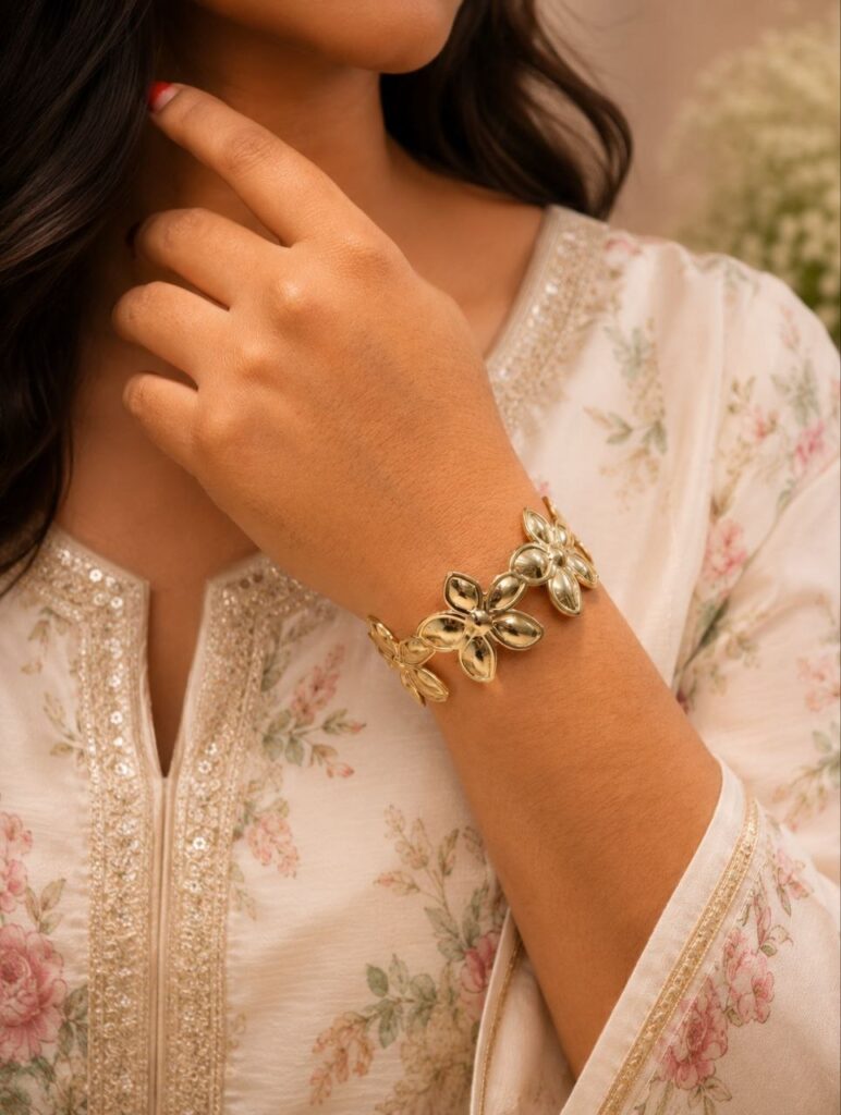 Floral Anti Tarnish Bangle Premium Elegant Jewelry for Daily & Party Wear