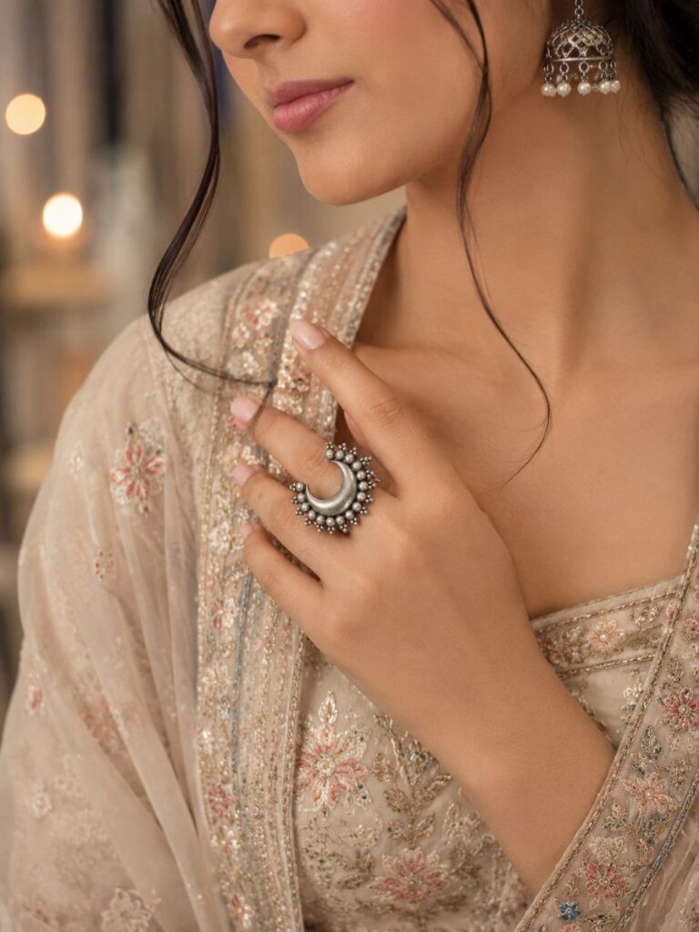 Vintage Half Moon Ring Elegant Jewelry for Modern Look
