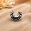 Vintage Half Moon Ring oxidised silver adjustable ring