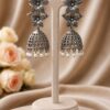 Antique Floral Jhumka oxidised silver ethnic earrings