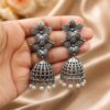 Antique Floral Jhumka oxidised silver ethnic earrings