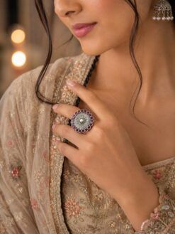 Adjustable Ethnic Ring oxidised silver traditional jewelry