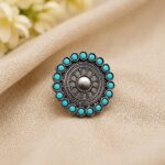 Bulk 90 Adjustable Ethnic Ring Traditional Design for Party Wear - "Aqua"