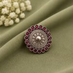 Bulk 84 Adjustable Ethnic Ring Traditional Design for Party Wear - "Red"