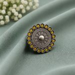 Bulk 82 Adjustable Ethnic Ring Traditional Design for Party Wear - "Yellow"
