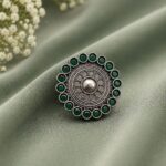 Bulk 80 Adjustable Ethnic Ring Traditional Design for Party Wear - "Green"