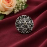 Bulk 70 Silver Floral Ring Oxidised Adjustable Ring for Special Occasion - "Yellow"