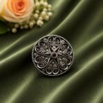Bulk 66 Silver Floral Ring Oxidised Adjustable Ring for Special Occasion - "Red"