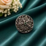 Bulk 62 Silver Floral Ring Oxidised Adjustable Ring for Special Occasion - "Green"