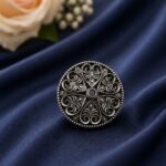 Bulk 58 Silver Floral Ring Oxidised Adjustable Ring for Special Occasion - ''BabyPink''