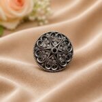 Bulk 56 Silver Floral Ring Oxidised Adjustable Ring for Special Occasion - "Black"
