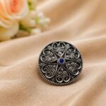 Bulk 54 Silver Floral Ring Oxidised Adjustable Ring for Special Occasion - Blue