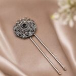 Bulk 42 Designer Floral Hair Accessories Ethnic Hair Jewelry for Traditional Look - "Black"